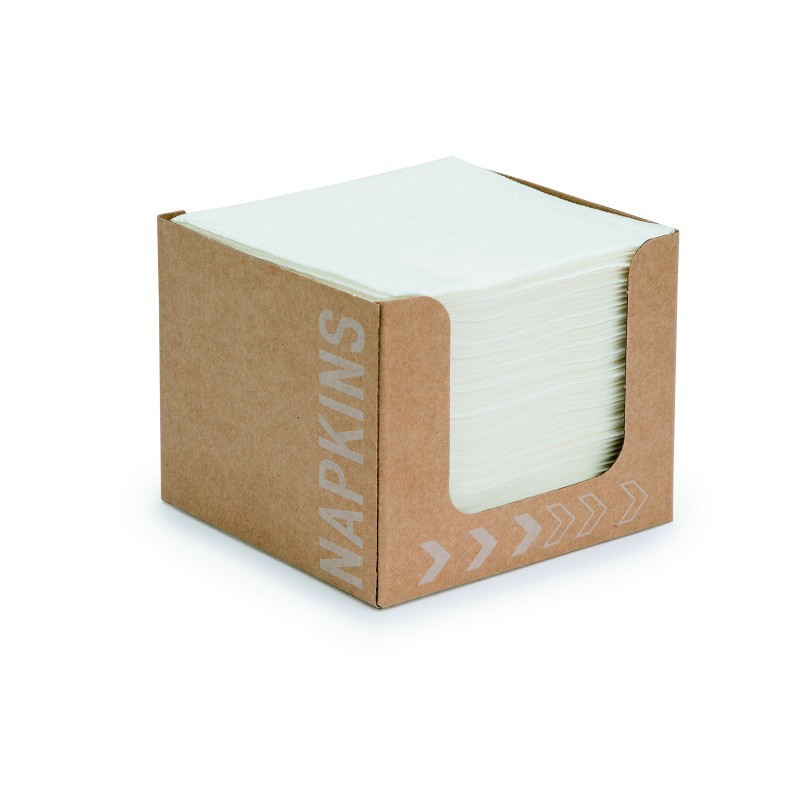 Duni Serviettes de table en papier blanches 20 x 20 cm - Boîte distributrice de 50
