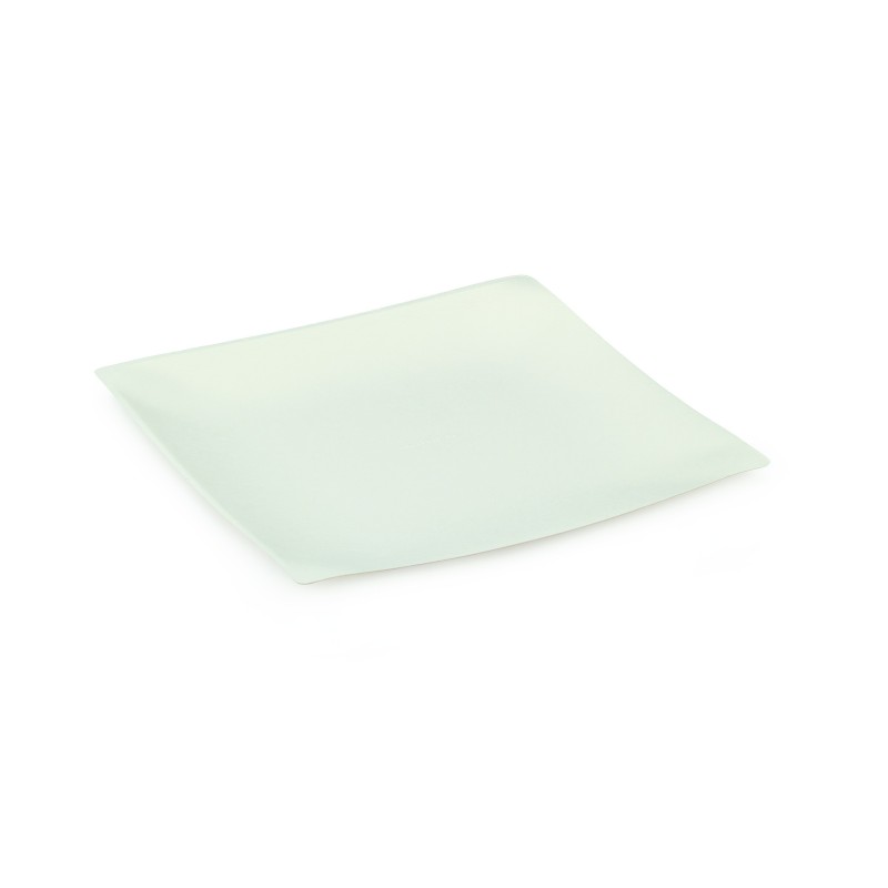 Assiette jetable carrée en canne à sucre 20 x 20 cm - Blanc - Lot de 100
