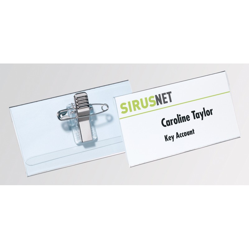 Durable Badge combi - 54 x 90 mm - Transparent - Lot de 50