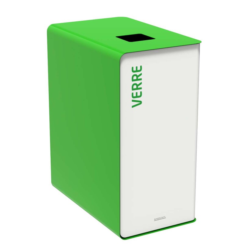 Rossignol Poubelle de tri sélectif Cubatri verre - 65L - Vert corps Blanc