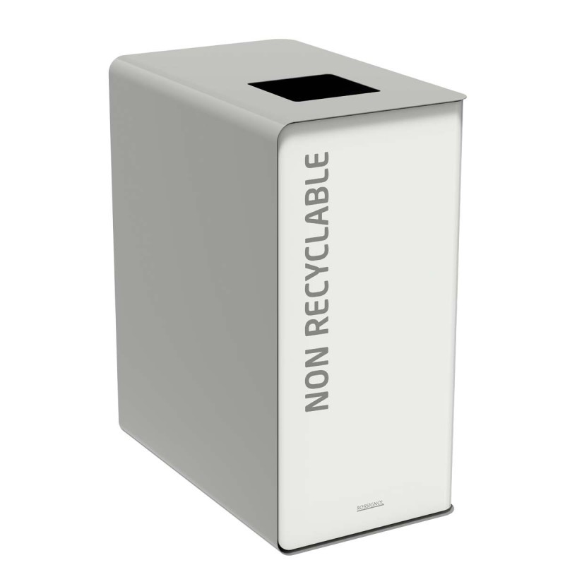 Rossignol Poubelle de tri sélectif Cubatri déchets non recyclables - 65L - Gris corps Blanc