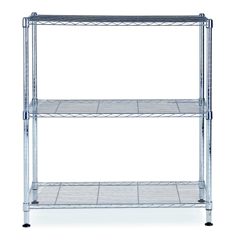 Alba Rayonnage de bureau en fil métal Stockolm 3 tablettes - H. 90 x L. 90 cm - Chromé