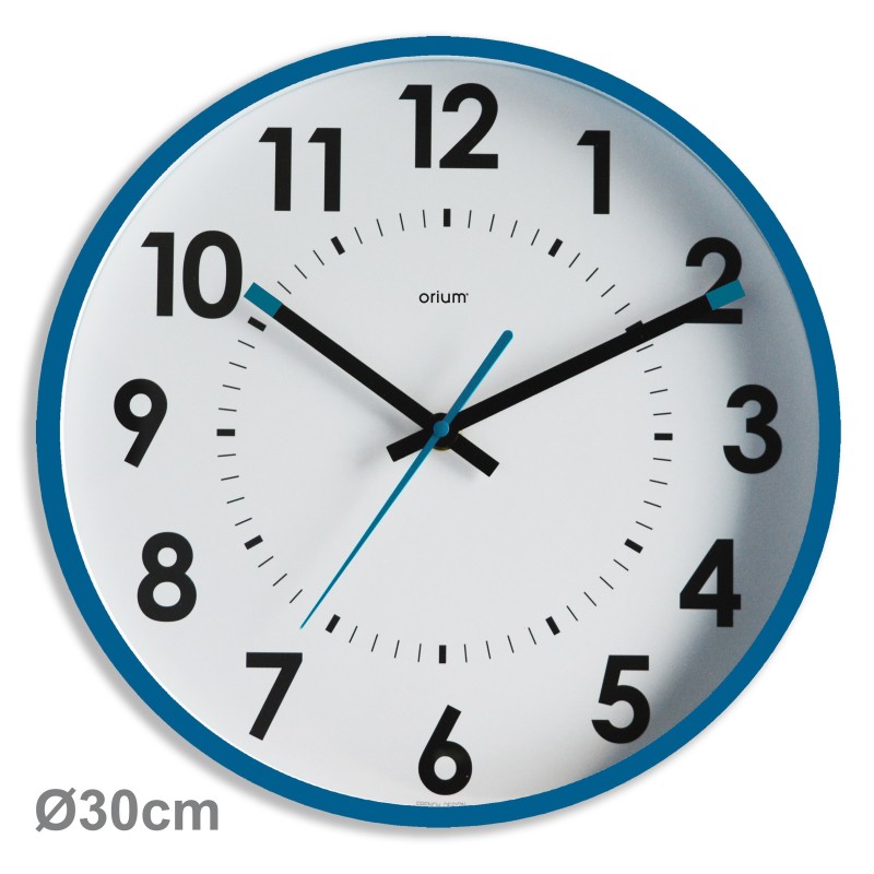 ORIUM Abylis - Horloge analogique murale silencieuse à quartz - Diamètre 30 cm - Bleu