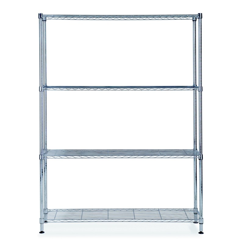 Alba Rayonnage de bureau en fil métal Stockolm 4 tablettes - H. 160 x L. 120 cm - Chromé
