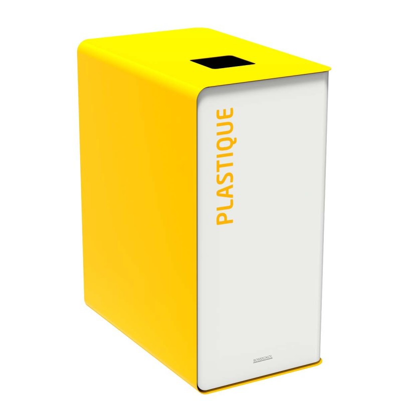 Rossignol Poubelle de tri sélectif Cubatri plastique - 65L - Jaune corps Blanc