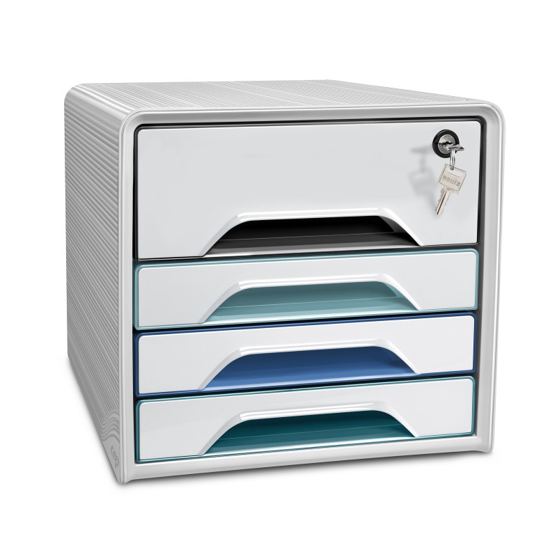 Cep Smoove Secure Riviera - Module de classement sécurisé 4 tiroirs - Blanc - Façades assorties