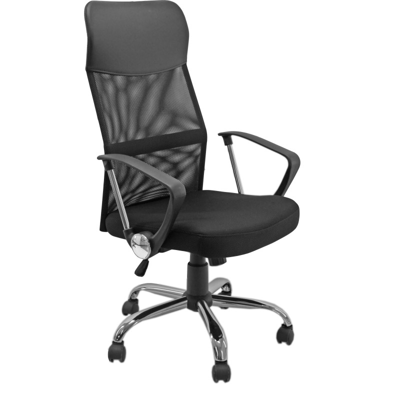 Fauteuil de direction Laurenzo - maille et tissu Noir - Hauteur réglable - Accoudoirs - Appuie-tête