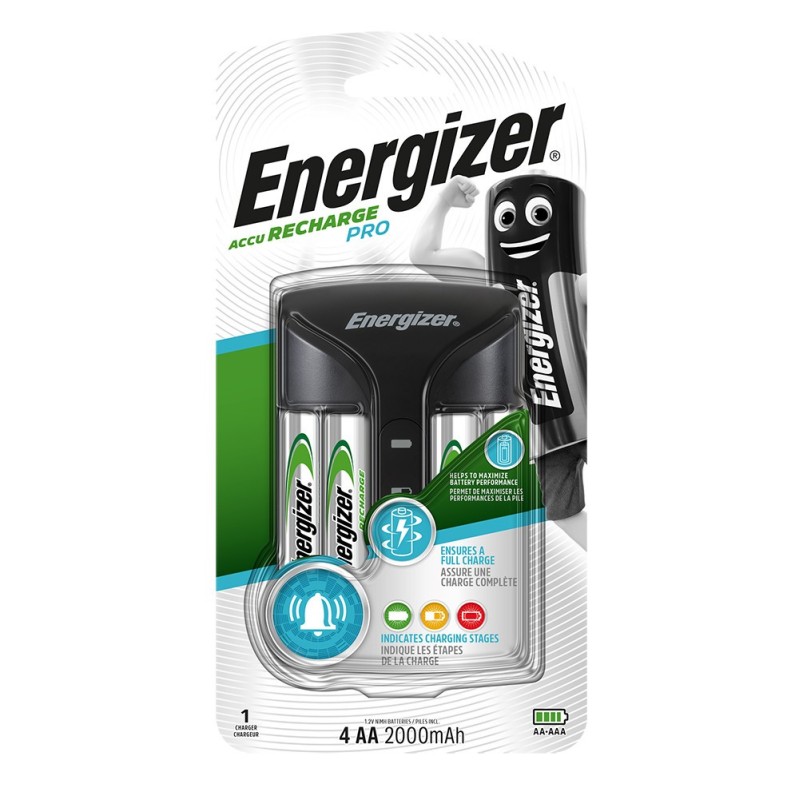Energizer Chargeur Pro pour piles AA et AAA + 4 piles AA 2 000 mAh