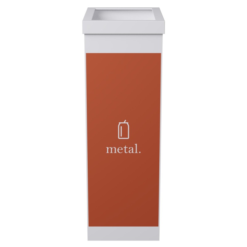 Paperflow Poubelle de tri sélectif pour le recyclage du métal - 60L - Orange corps Blanc