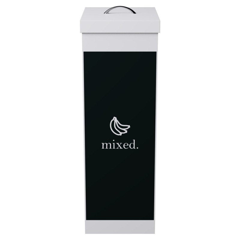 Paperflow Poubelle de tri sélectif avec couvercle pour le recyclage des déchets mixtes 60L - Noir corps Blanc