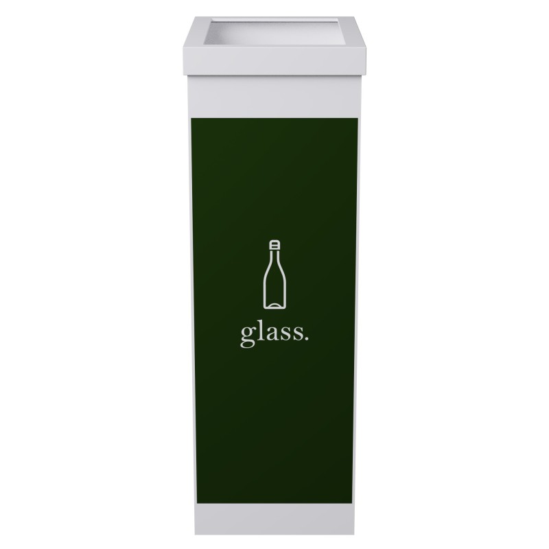 Paperflow Poubelle de tri sélectif pour le recyclage du verre - 60L - Vert corps Blanc