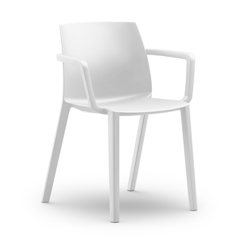 Chaise d’extérieur Olga avec accoudoirs en polypropylène – Blanc