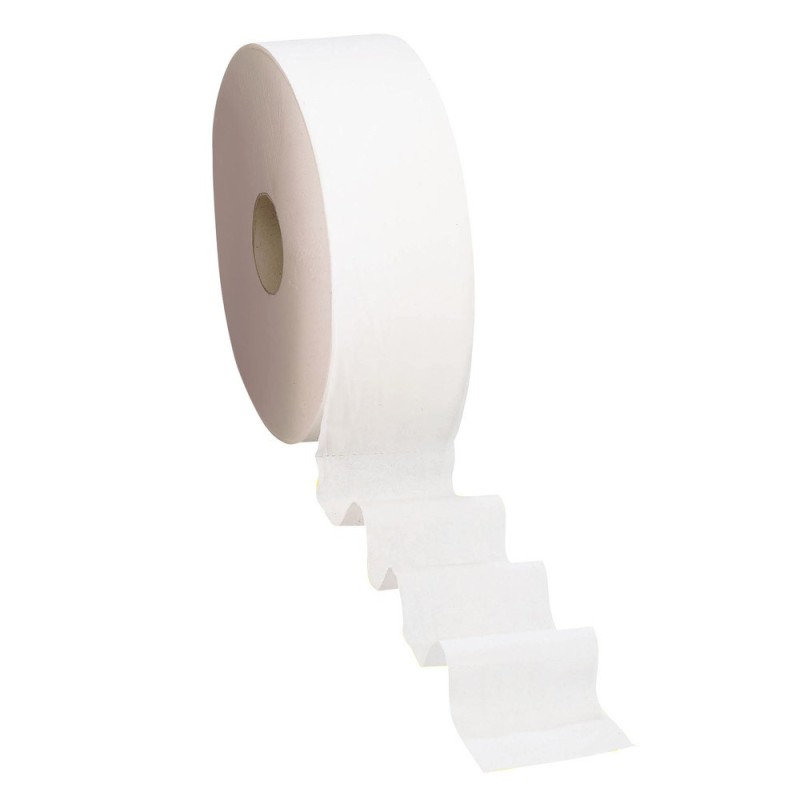 Renova Green - Papier toilette Mini Jumbo double épaisseur Ouate gaufrée Blanc 180 m - Lot 12 bobines 450 feuilles