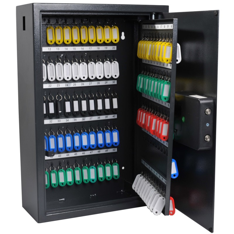 Pavo Armoire à clés haute sécurité en acier serrure à combinaison électronique - capacité 150 clés - Gris anthracite