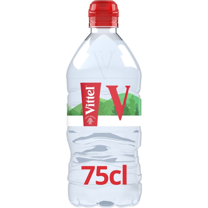Vittel Eau minérale naturelle bouchon sport - Lot 15 bouteilles 75 cl