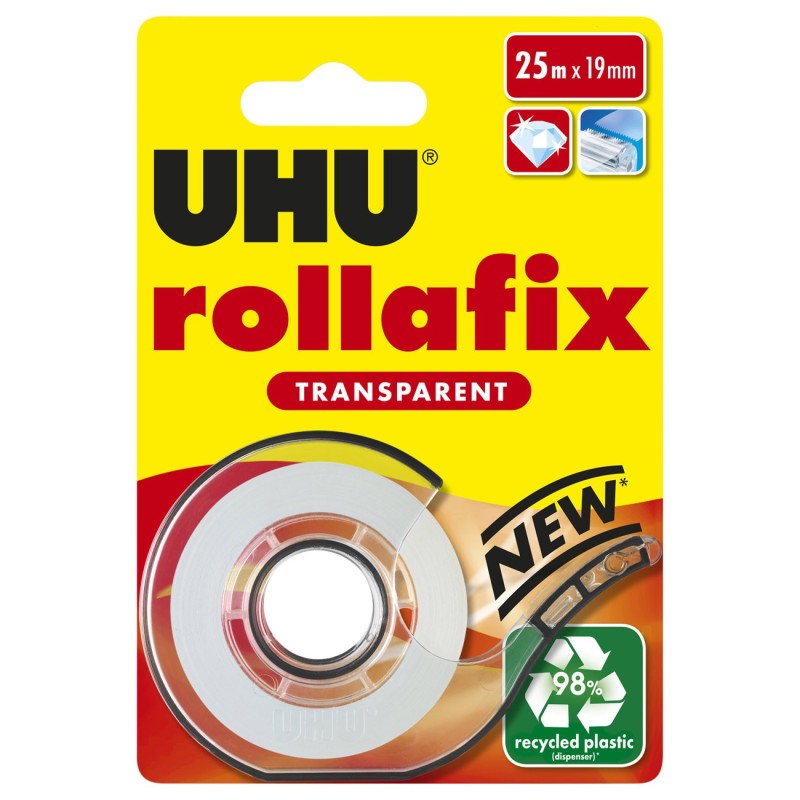 Uhu ROLLAFIX dévidoir escargot de ruban adhésif transparent 25 m x 19 mm + 1 Rouleau