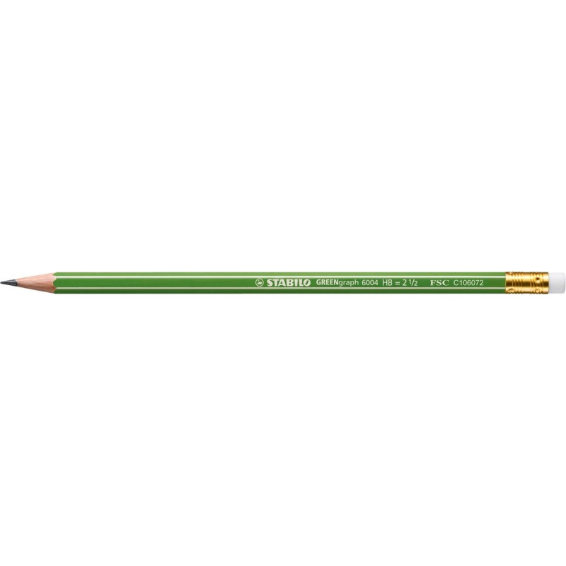 STABILO GreenGraph 6004 Crayon graphite, mine HB, corps hexagonal vert - Boîte de 12