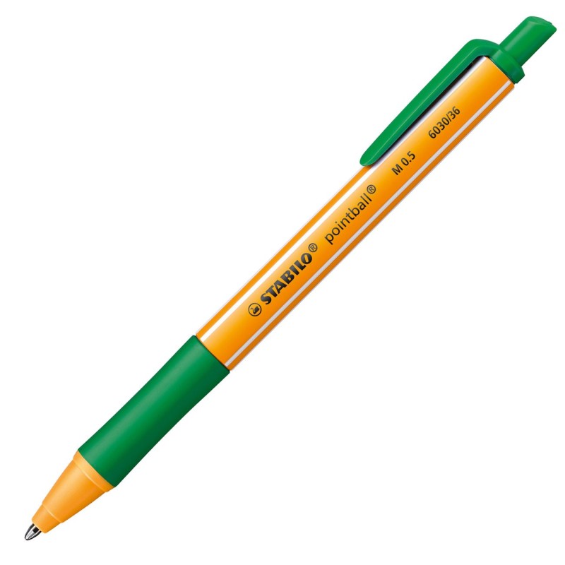 STABILO Stylo bille rétractable pointball pointe moyenne - Encre verte