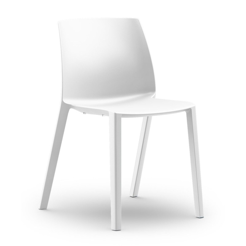 Chaise d’extérieur Olga sans accoudoirs en polypropylène – Blanc