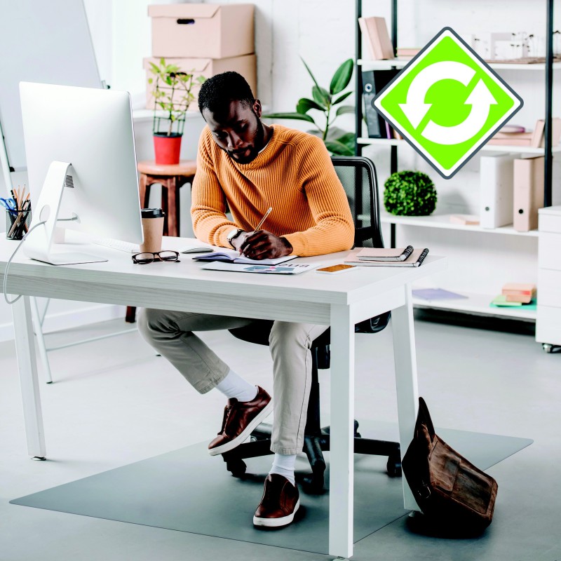 ECOTEX Tapis protège-sol EvolutionMat pour sols durs 120 x 150 cm, polymères renforcés, 50% de matériaux recyclés - Transparent