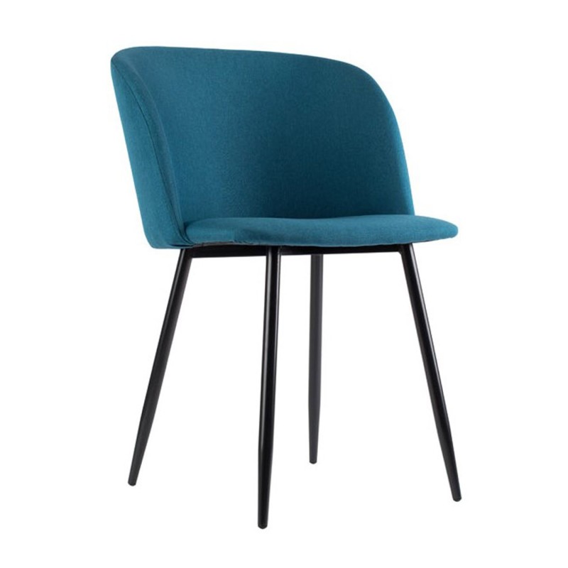 Fauteuil MUST en tissu 100% polyester - Pieds acier Noir - Tissu Bleu