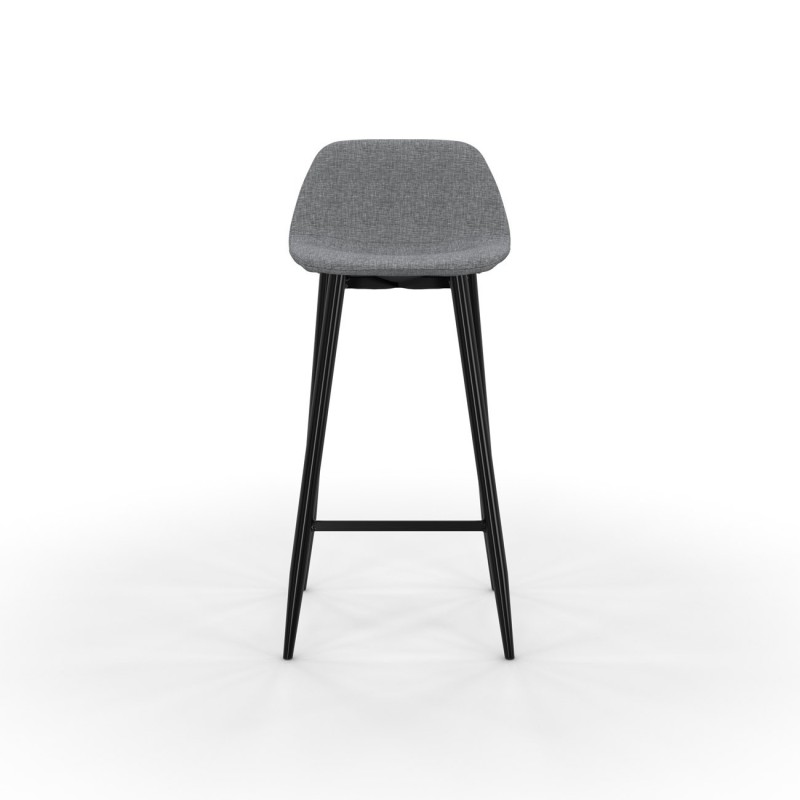 Tabouret MUST - Piètement acier noir - Assise tissu 100% polyester Gris