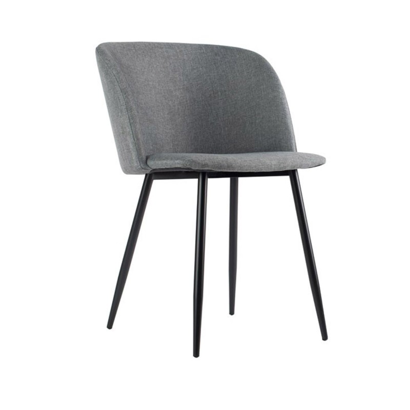 Fauteuil MUST en tissu 100% polyester - Pieds acier Noir - Tissu Gris