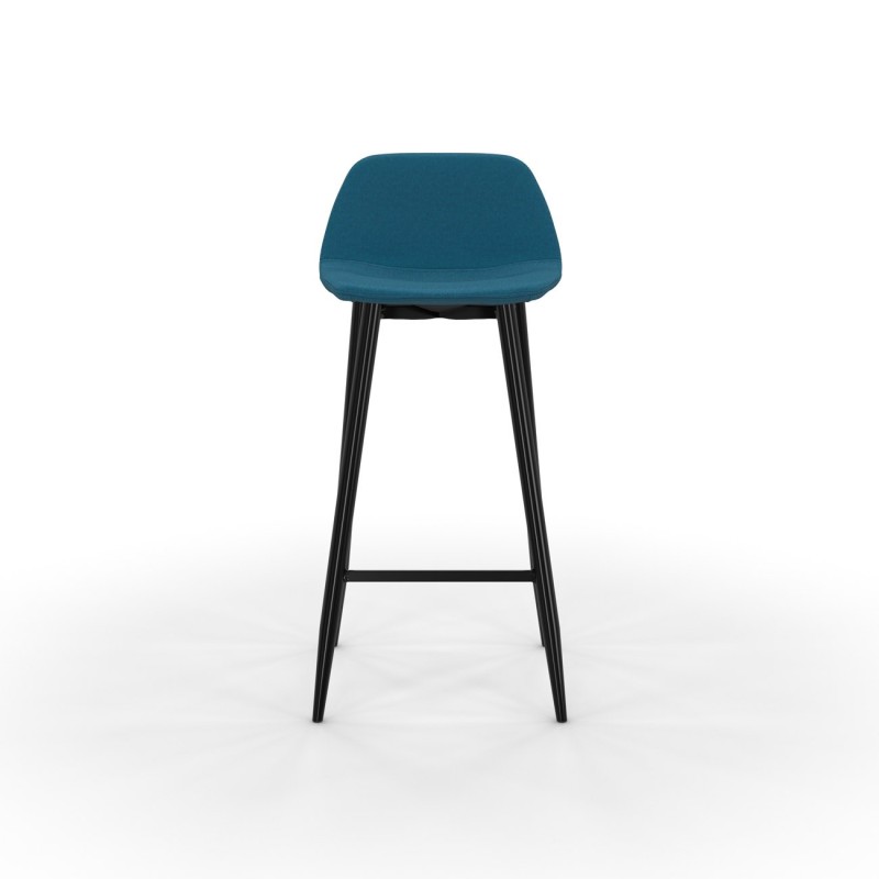 Tabouret MUST - Piètement acier noir - Assise tissu 100% polyester Bleu