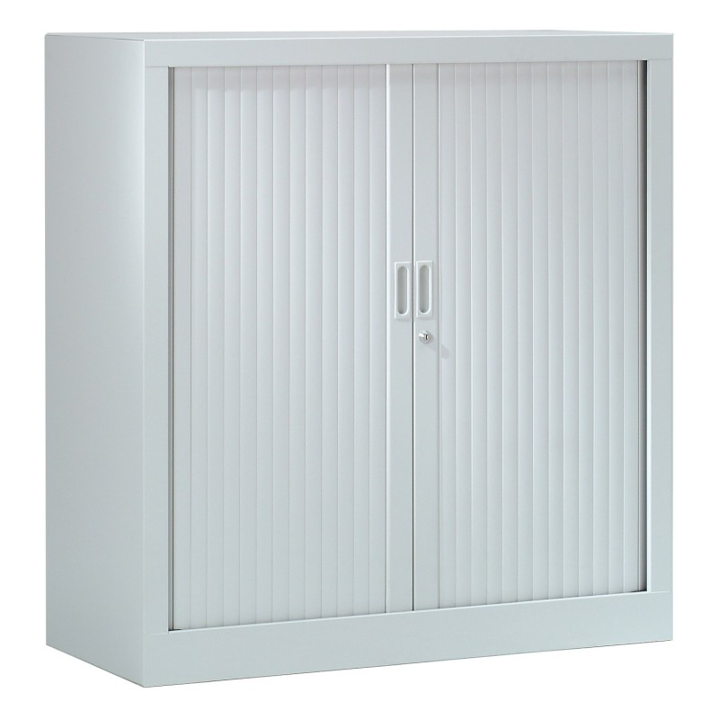 Armoire à rideaux métal monobloc Généric - H.100 x L.100 cm - Corps Gris - Rideaux Gris