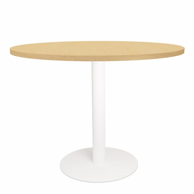 Table ronde de réunion Eminence Ø 100 cm - Plateau Hêtre - Pied Blanc
