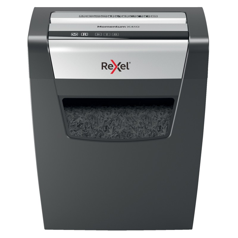 Rexel Destructeur de documents Momentum X410 coupe croisée DIN P4 - 10 feuilles- corbeille 23L