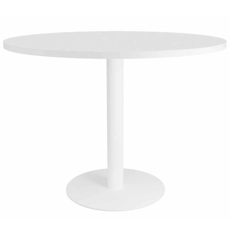 Table ronde de réunion Eminence Ø 100 cm - Plateau Blanc - Pied Blanc
