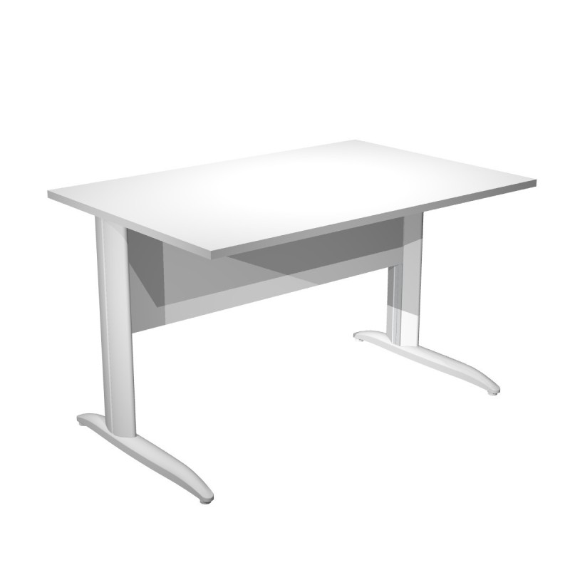 Bureau droit Pronto Métal - L.120 x P.80 cm - Plateau Blanc - Pieds L Blanc