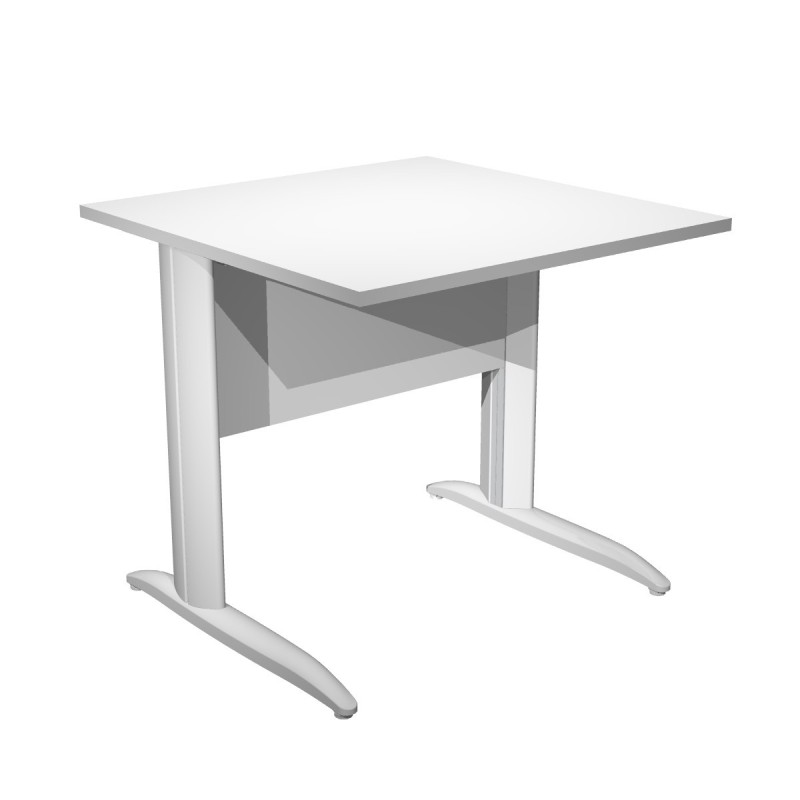 Bureau droit Pronto Métal - L.80 x P.80 cm - Plateau Blanc - Pieds L Blanc