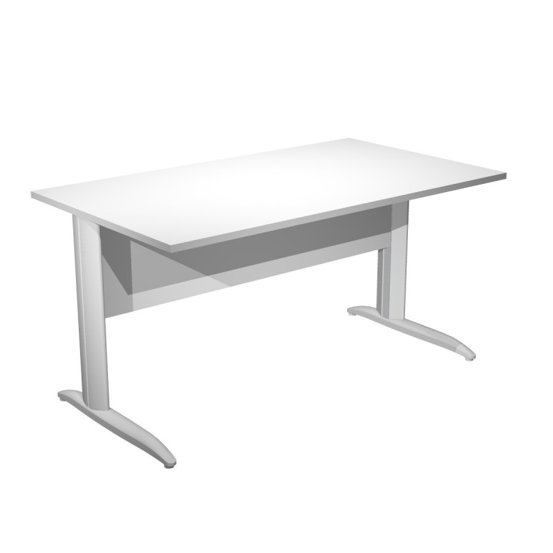 Bureau droit Pronto Métal - L.140 x P.80 cm - Plateau Blanc - Pieds L Blanc