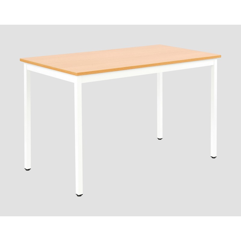 Table de réunion modulable rectangle - L.120 x P.60 cm - Plateau Hêtre - Pieds Blanc
