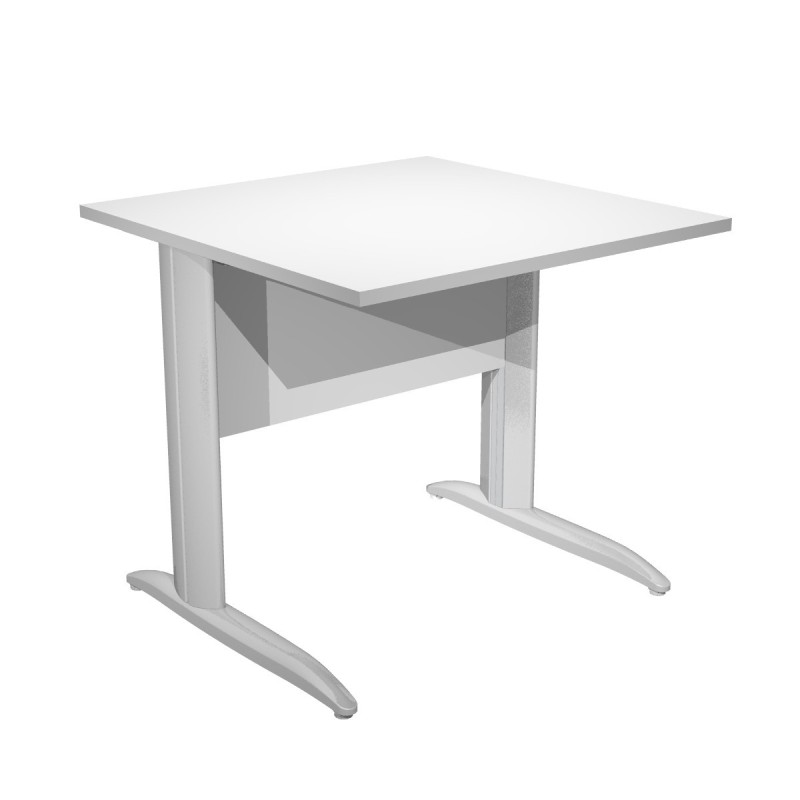 Bureau droit Pronto Métal - L.80 x P.80 cm - Plateau Blanc - Pieds L Chrome