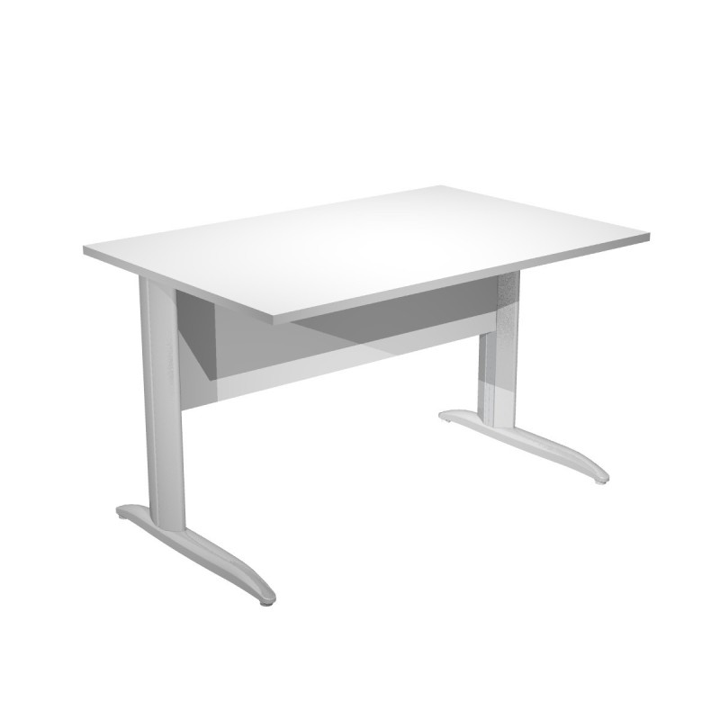 Bureau droit Pronto Métal - L.120 x P.80 cm - Plateau Blanc - Pieds L Chrome