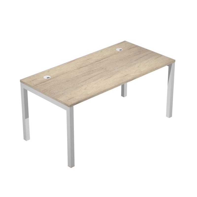 Bureau droit Eminence - L.160 x P.80 cm - Plateau Chêne Canadien - Pieds Aluminium