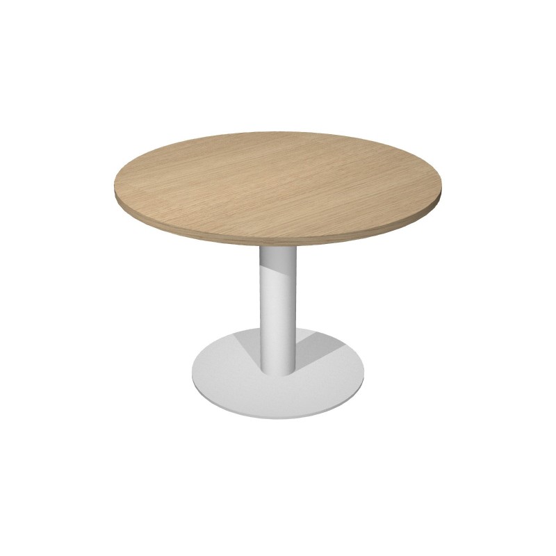 Table ronde de réunion Eminence Ø 100 cm - Plateau Chêne - Pied Blanc