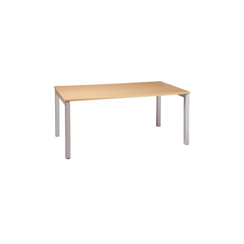 Bureau droit Eminence - L.160 x P.80 cm - Plateau Hêtre - Pieds Aluminium