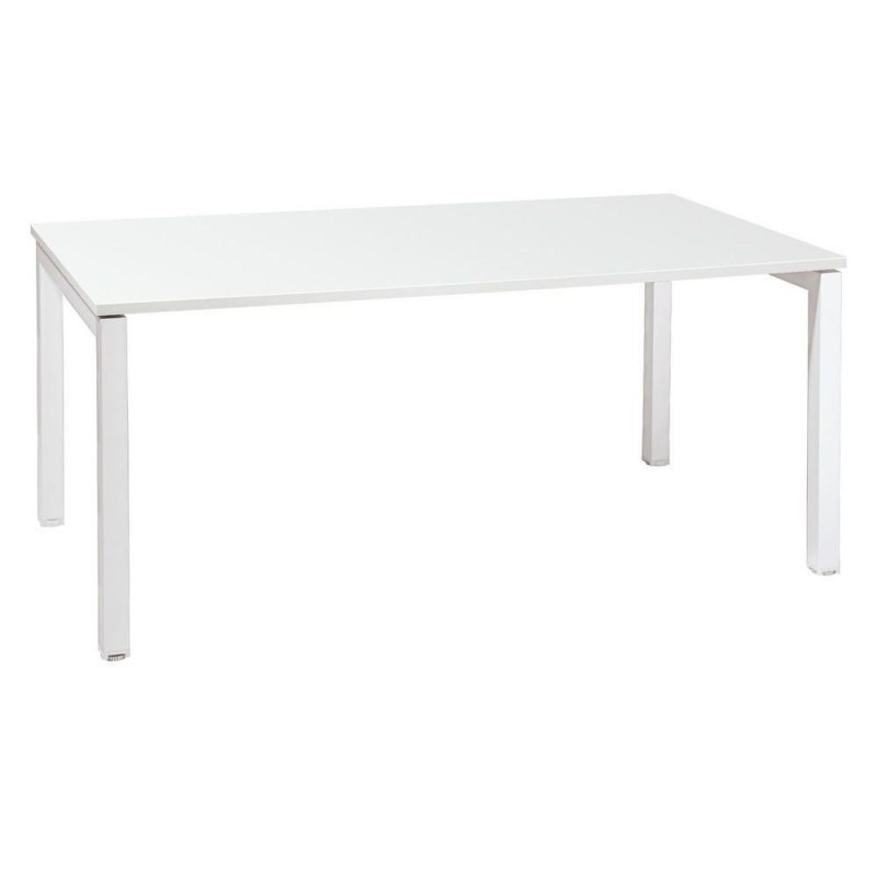 Bureau droit Eminence - L.160 x P.80 cm - Plateau Blanc - Pieds Blanc