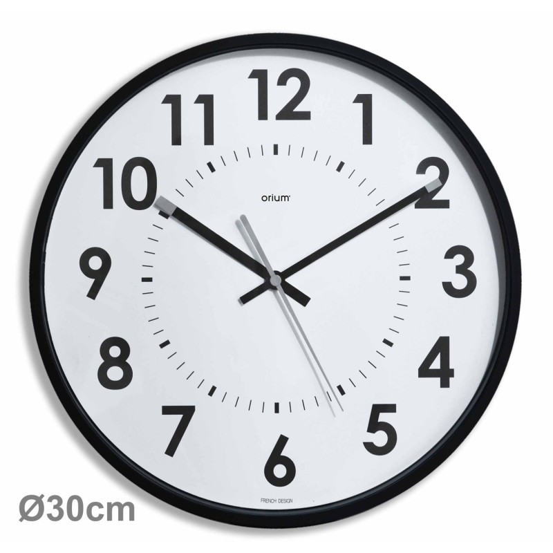 ORIUM Horloge murale silencieuse à quartz, diamètre 30cm - Noir
