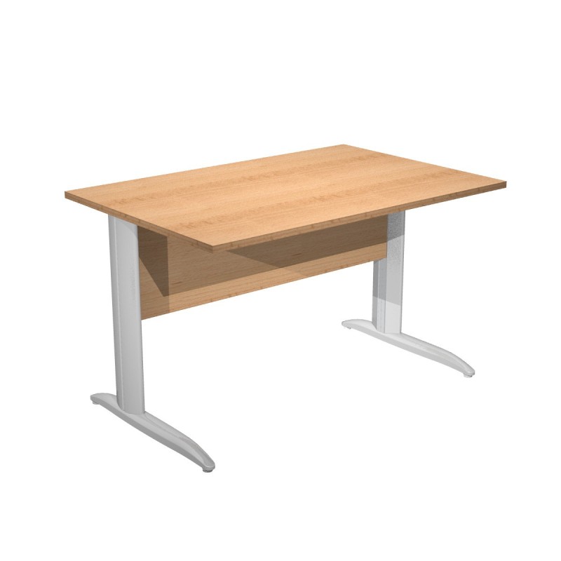Bureau droit Pronto Métal - L.120 x P.80 cm - Plateau Hêtre - Pieds L Chrome