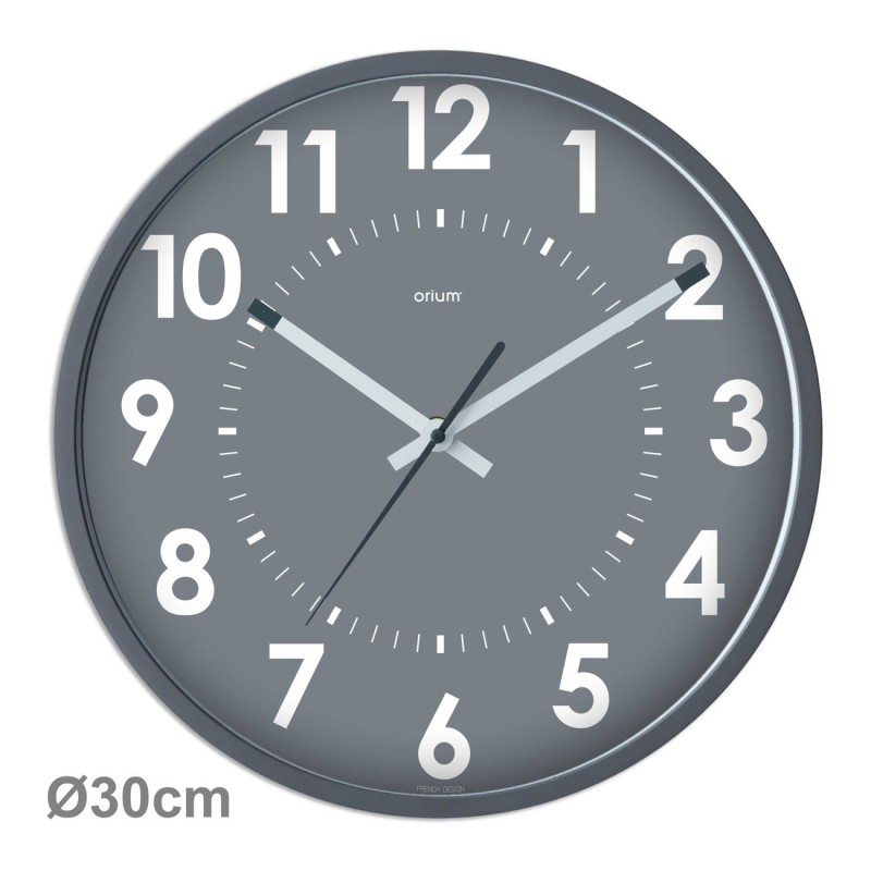 ORIUM Horloge murale silencieuse à quartz, diamètre 30cm - Aluminium