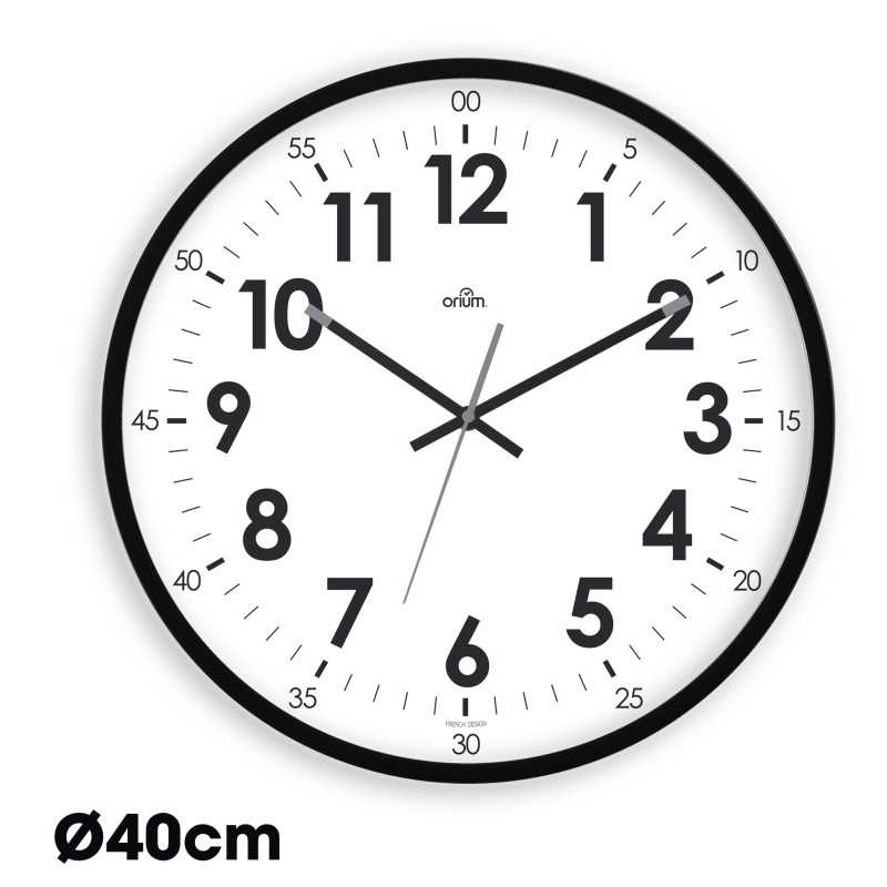 ORIUM Horloge murale silencieuse à quartz, diamètre 40cm - Noir