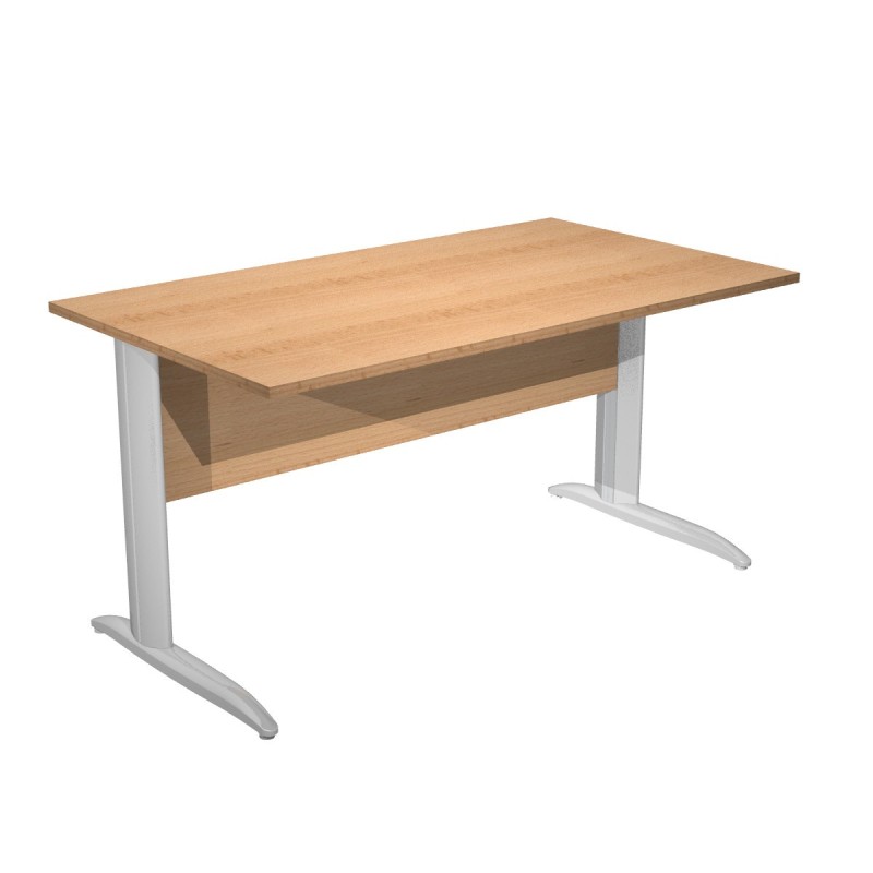 Bureau droit Pronto Métal - L.140 x P.80 cm - Plateau Hêtre - Pieds L Chrome