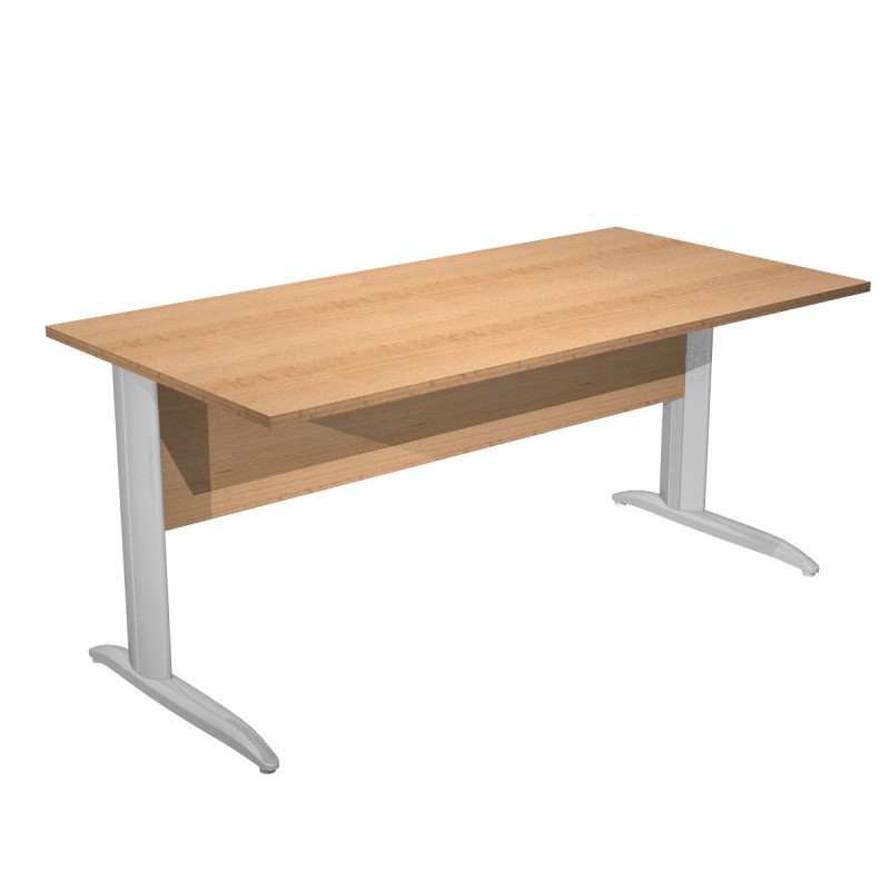 Bureau droit Pronto Métal - L.160 x P.80 cm - Plateau Hêtre - Pieds L Chrome