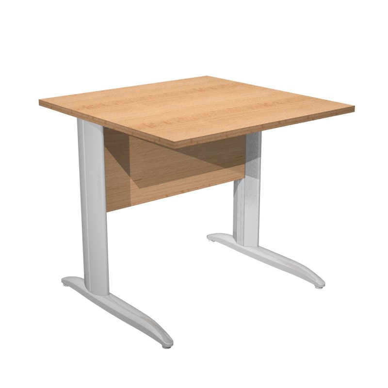 Bureau droit Pronto Métal - L.80 x P.80 cm - Plateau Hêtre - Pieds L Chrome