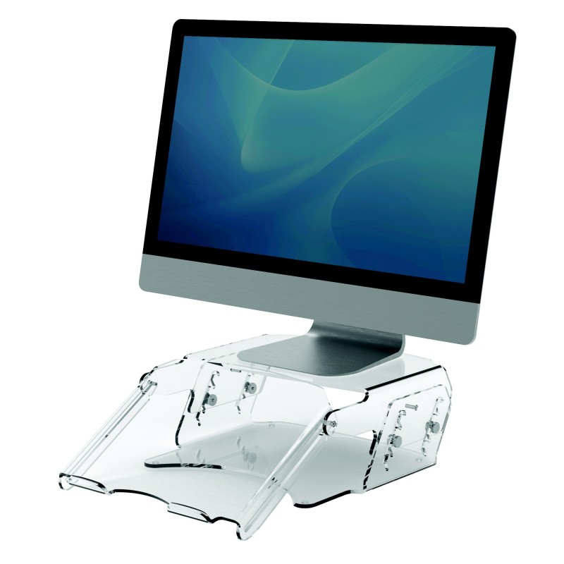 Fellowes Support pour écran Clarity avec porte-documents, réglable en hauteur, en acrylique transparent